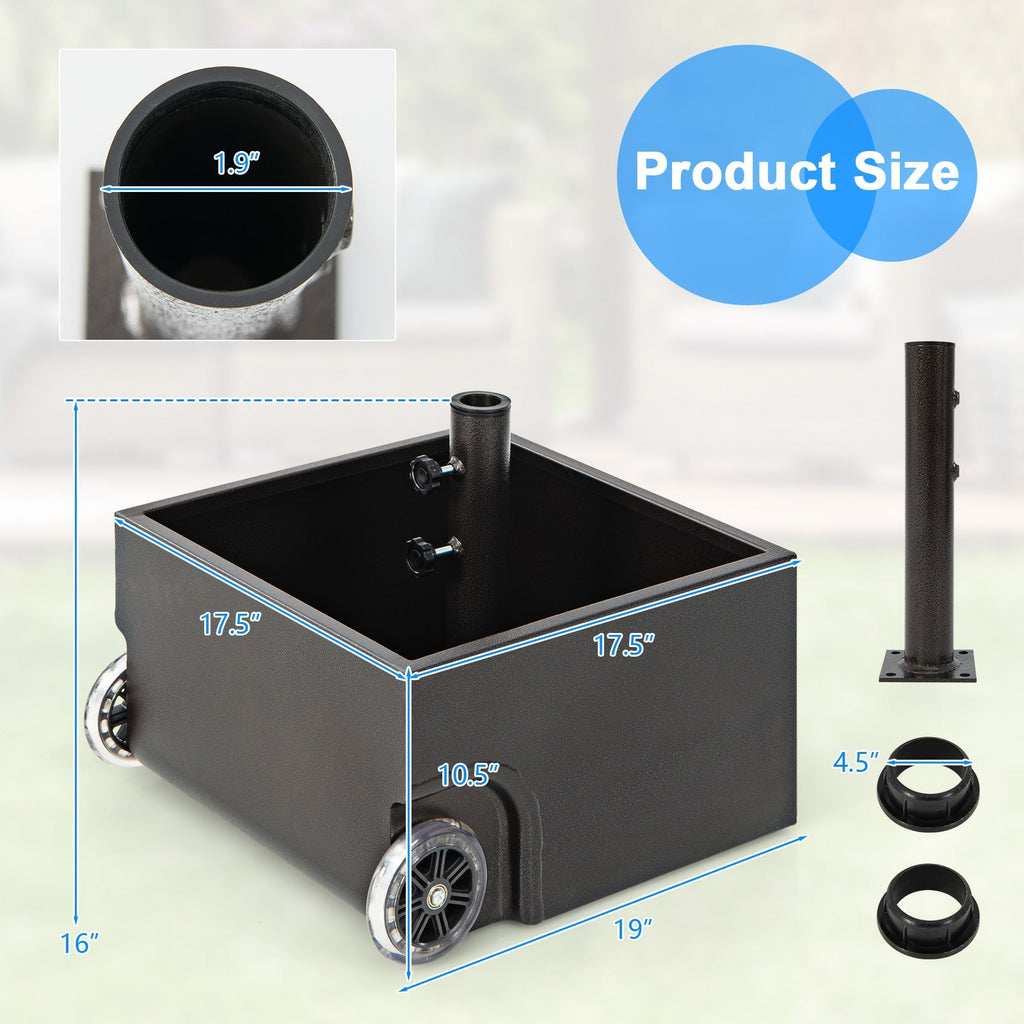 150 Pounds Patio Umbrella Base Stand Wheels Planter Outdoor - Cheeky Garden
