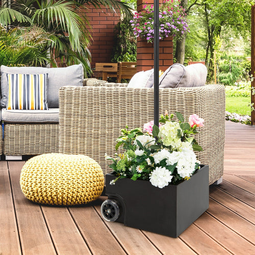 150 Pounds Patio Umbrella Base Stand Wheels Planter Outdoor - Cheeky Garden