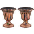 18 inch Tall Vintage Planters Set of 2 with Pedestal Base and Pre-marked Drain Hole - Cheeky Garden