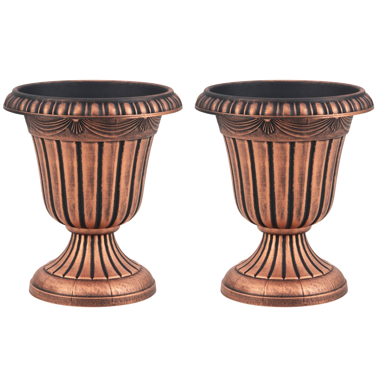 18 inch Tall Vintage Planters Set of 2 with Pedestal Base and Pre-marked Drain Hole - Cheeky Garden