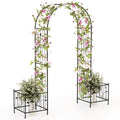 2 in 1 Garden Arbor with 2 Side Planters and 8 Ground Stakes-Black - Cheeky Garden