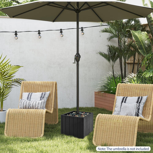 2-in-1 Outdoor Umbrella Base Planter Patio Umbrella Stand with Flower Box-Black - Cheeky Garden