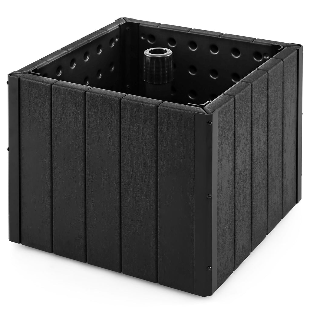 2-in-1 Outdoor Umbrella Base Planter Patio Umbrella Stand with Flower Box-Black - Cheeky Garden