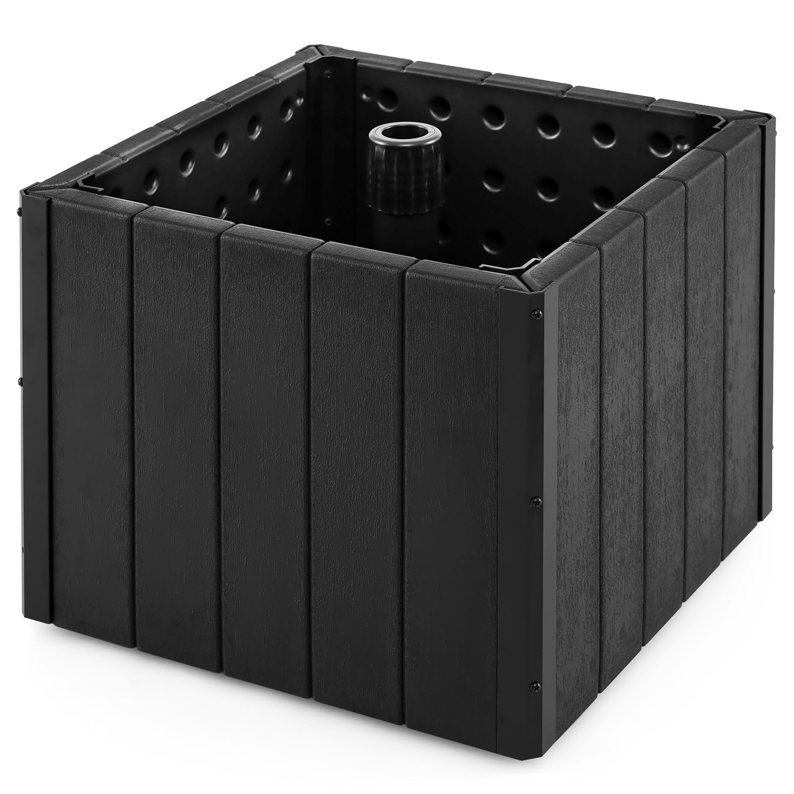 2-in-1 Outdoor Umbrella Base Planter Patio Umbrella Stand with Flower Box-Black - Cheeky Garden