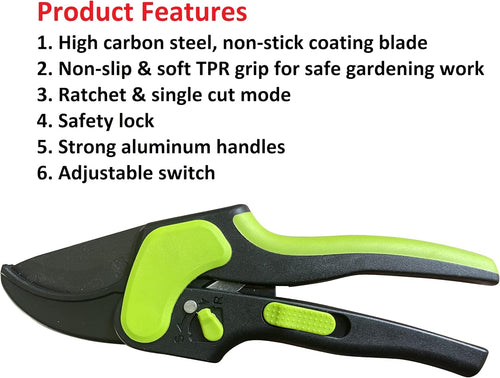 2-in-1 Ratchet Pruning Garden Shears Clippers - Cheeky Garden
