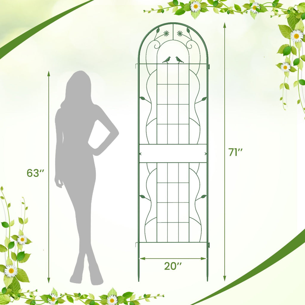 2 Pack 71 x 20 Inch Metal Garden Trellis Rustproof Plant Support for Climbing Plants - Cheeky Garden