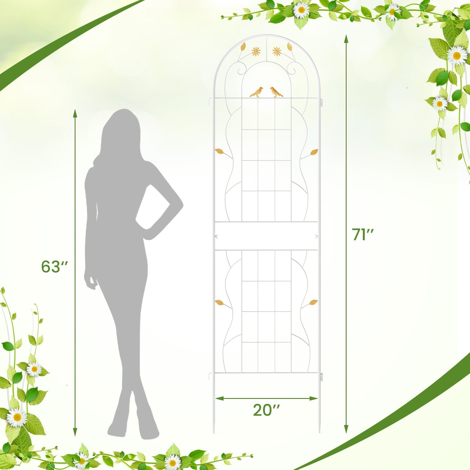 2 Pack 71 x 20 Inch Metal Garden Trellis Rustproof Plant Support for Climbing Plants - Cheeky Garden