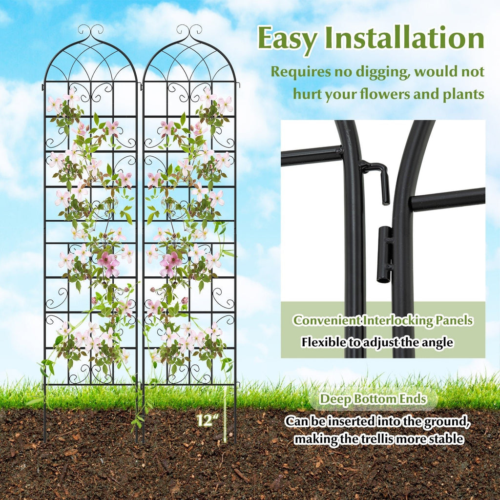 2 Pack 86" x 20" Metal Garden Trellis for Outdoor Climbing Plants - Cheeky Garden