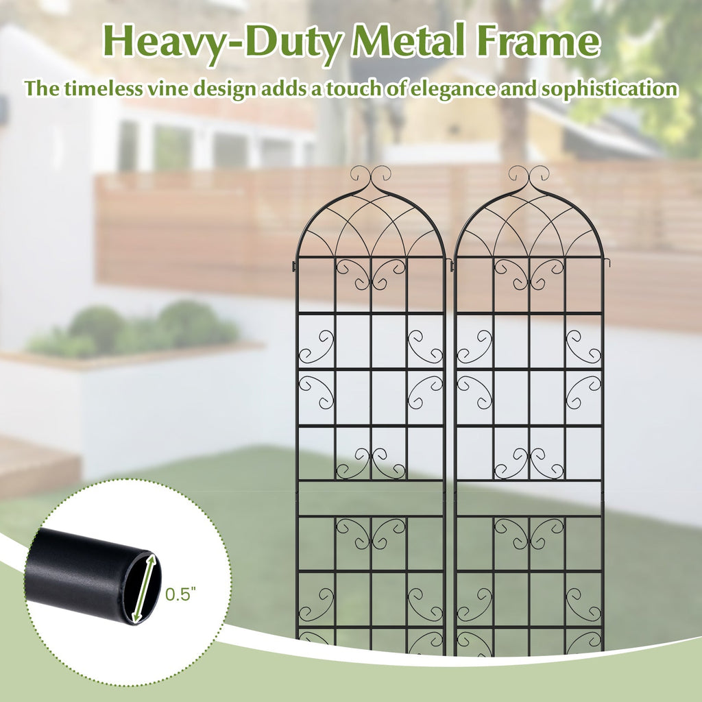 2 Pack 86" x 20" Metal Garden Trellis for Outdoor Climbing Plants - Cheeky Garden