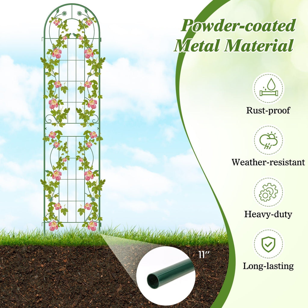 2 Pack 86.5 x 20 Inches Metal Garden Trellis for Climbing Plants - Cheeky Garden