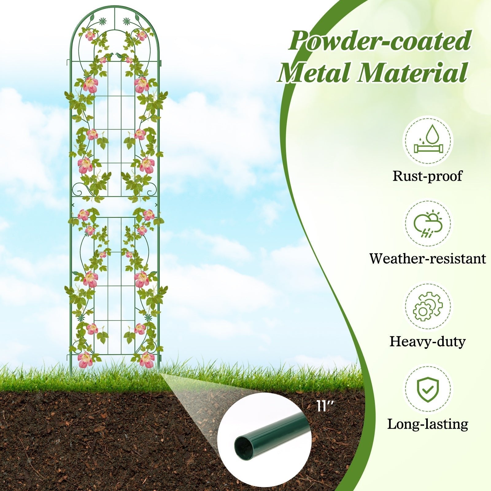 2 Pack 86.5 x 20 Inches Metal Garden Trellis for Climbing Plants - Cheeky Garden