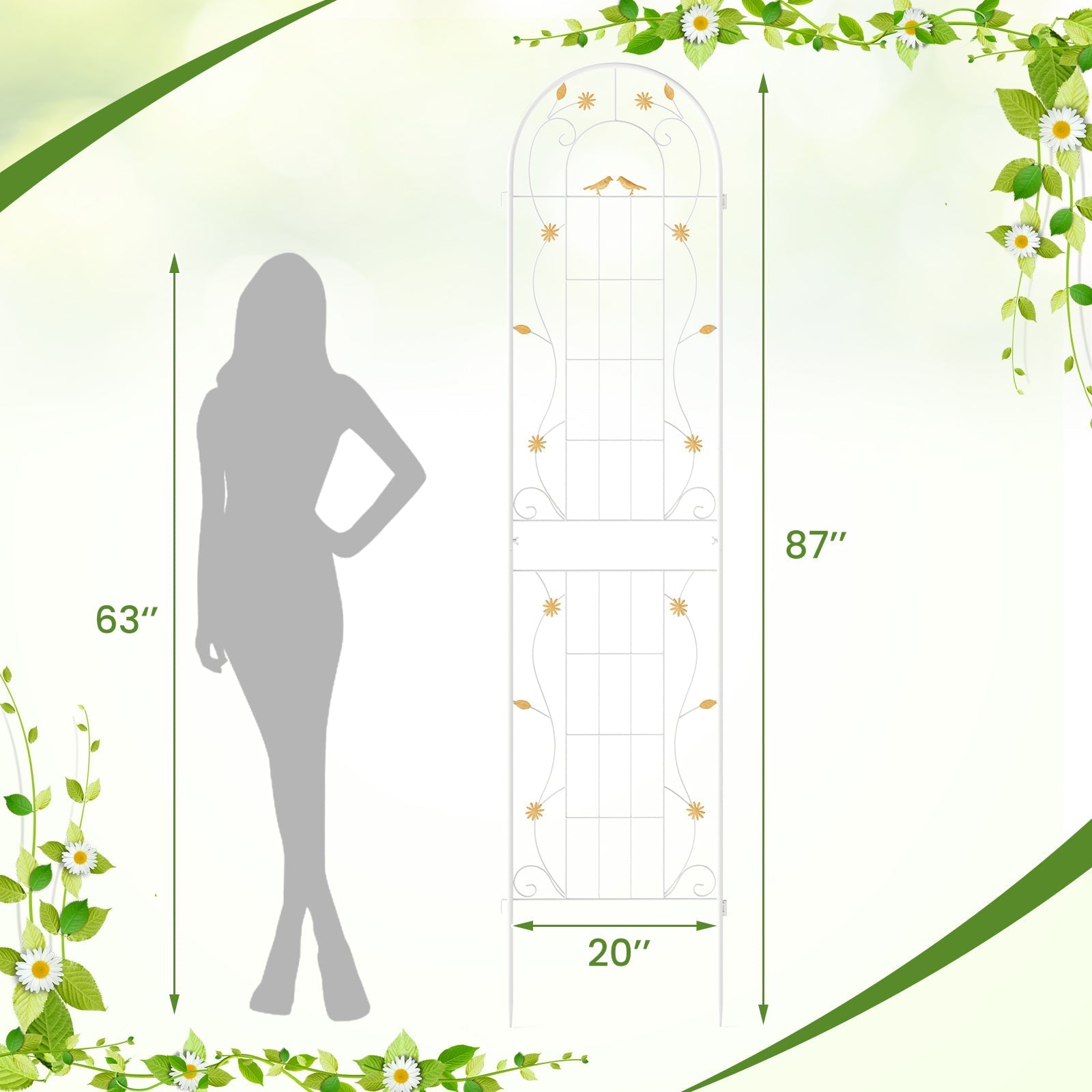 2 Pack 86.5 x 20 Inches Metal Garden Trellis for Climbing Plants - Cheeky Garden