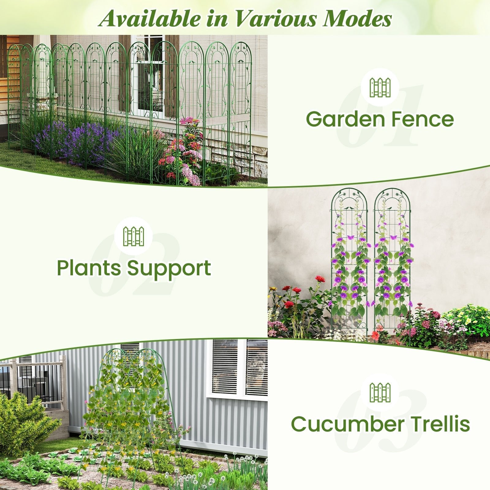 2 Pack 86.5 x 20 Inches Metal Garden Trellis for Climbing Plants - Cheeky Garden