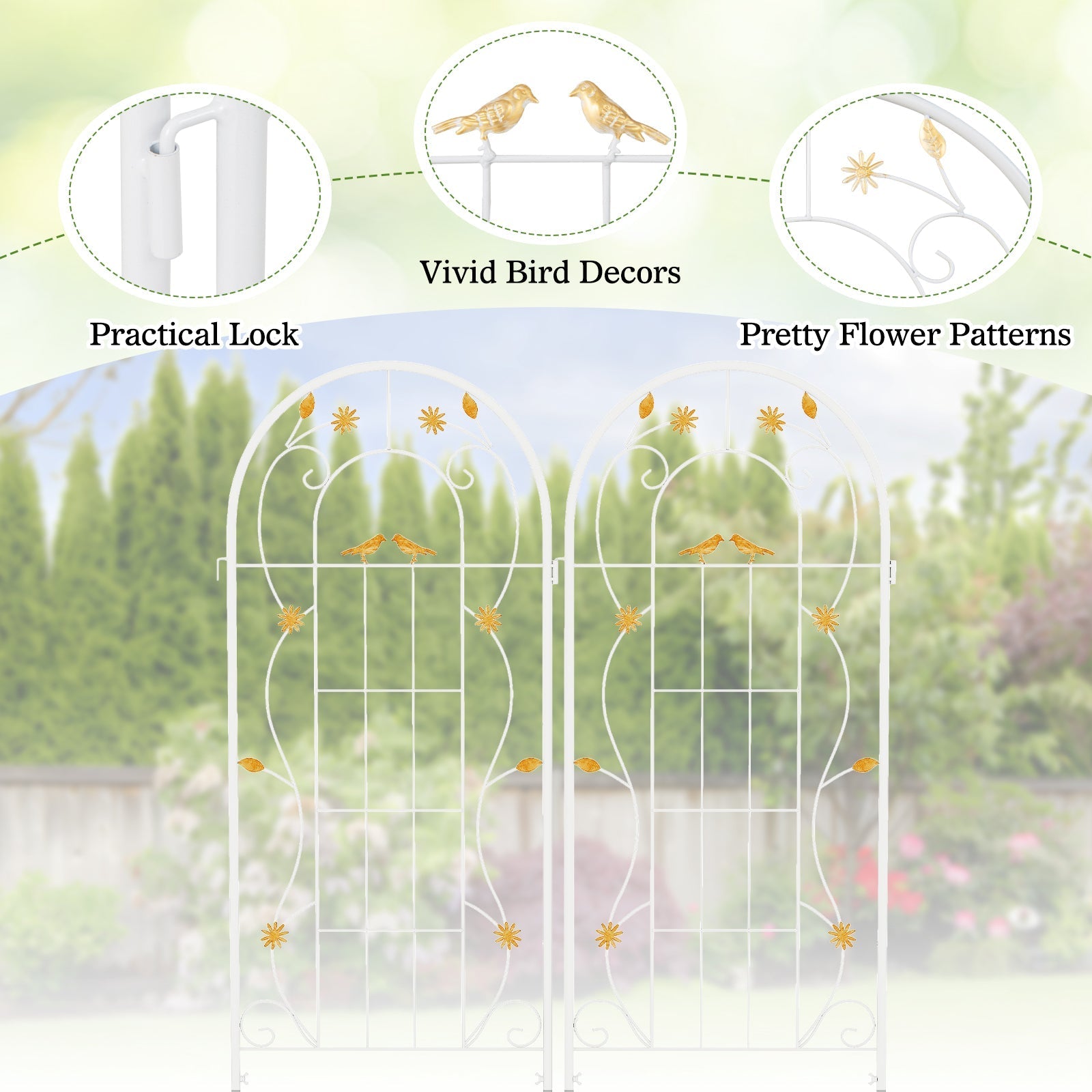 2 Pack 86.5 x 20 Inches Metal Garden Trellis for Climbing Plants - Cheeky Garden