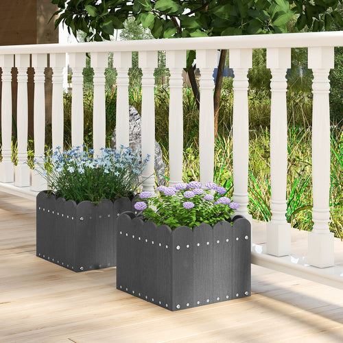 2 Pack Square Planter Box with Drainage Gaps for for Front Porch Garden Balcony - Cheeky Garden