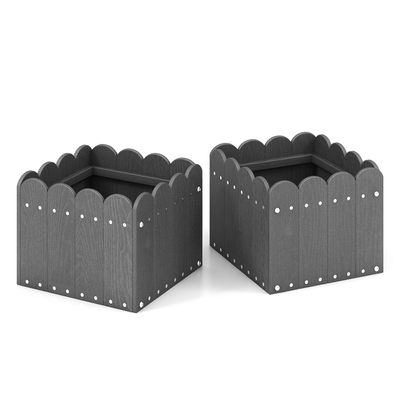2 Pack Square Planter Box with Drainage Gaps for for Front Porch Garden Balcony - Cheeky Garden