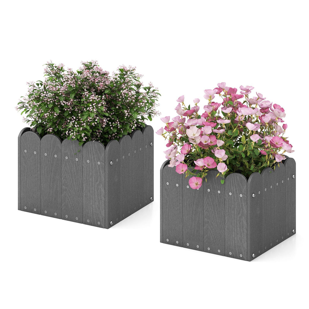2 Pack Square Planter Box with Drainage Gaps for for Front Porch Garden Balcony - Cheeky Garden