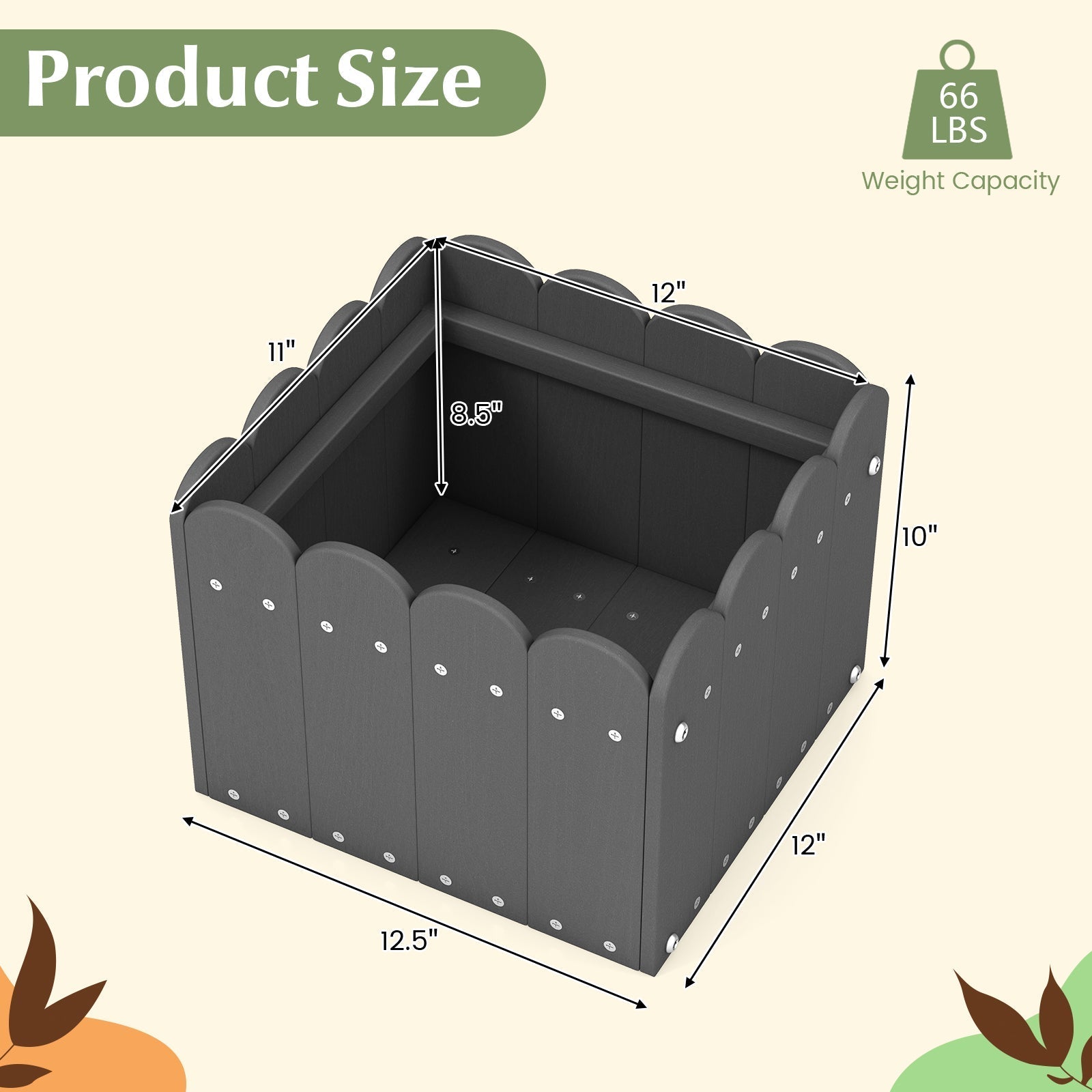 2 Pack Square Planter Box with Drainage Gaps for for Front Porch Garden Balcony - Cheeky Garden