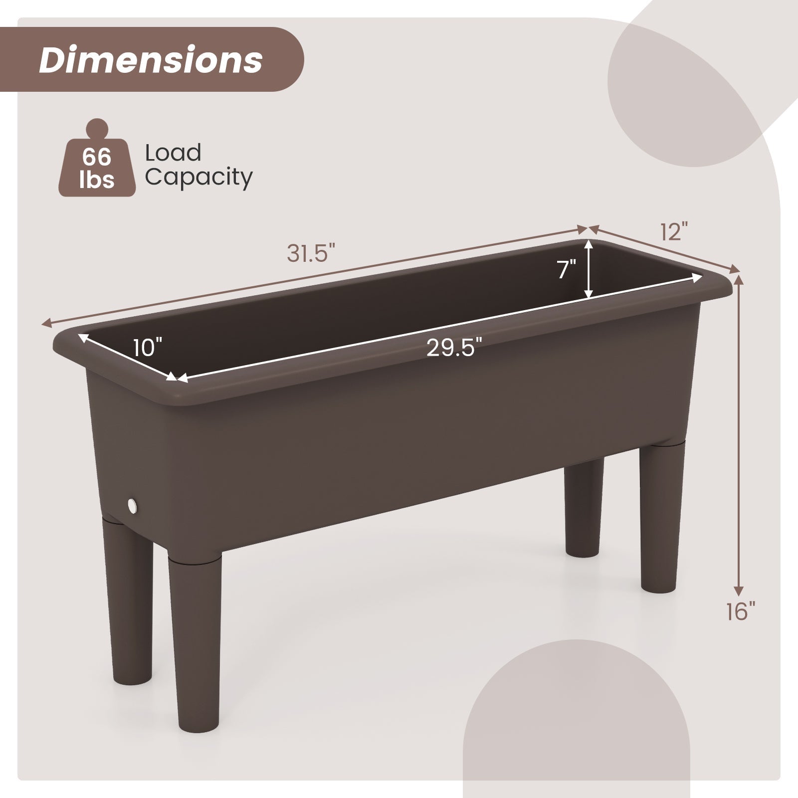 2 PCS Raised Garden Beds Self-Watering Planter Box with Detachable Legs and Drainage Hole - Cheeky Garden