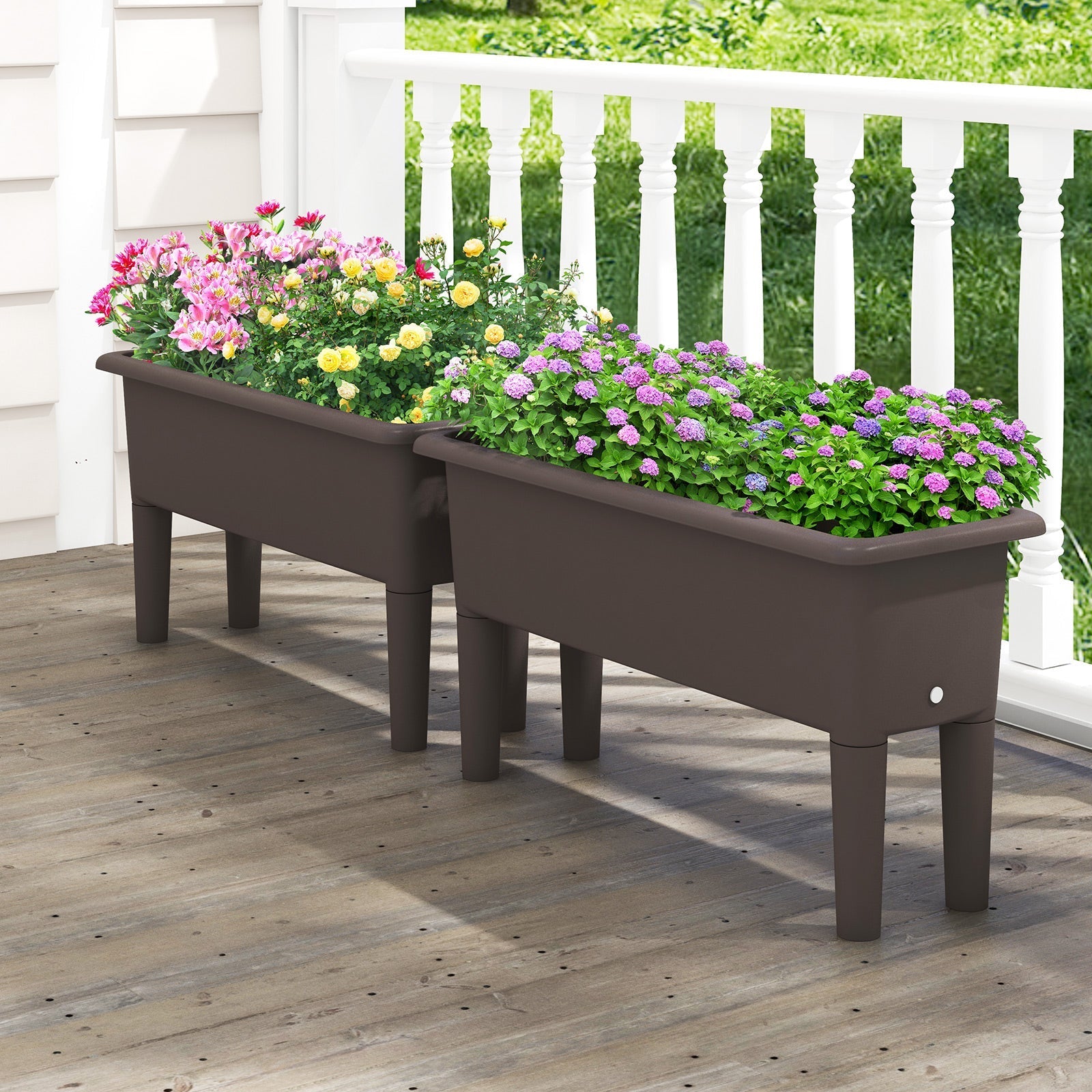 2 PCS Raised Garden Beds Self-Watering Planter Box with Detachable Legs and Drainage Hole - Cheeky Garden
