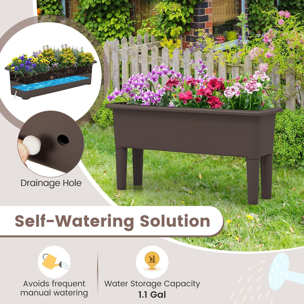 2 PCS Raised Garden Beds Self-Watering Planter Box with Detachable Legs and Drainage Hole - Cheeky Garden