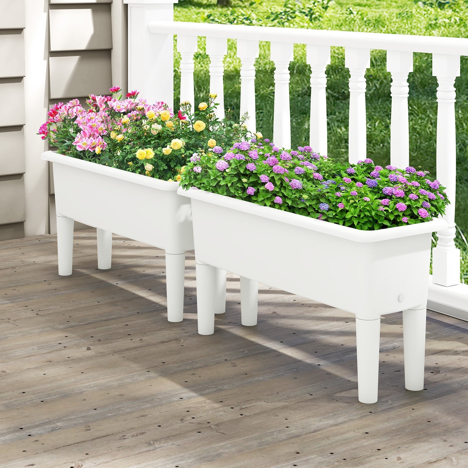 2 PCS Raised Garden Beds Self-Watering Planter Box with Detachable Legs and Drainage Hole - Cheeky Garden
