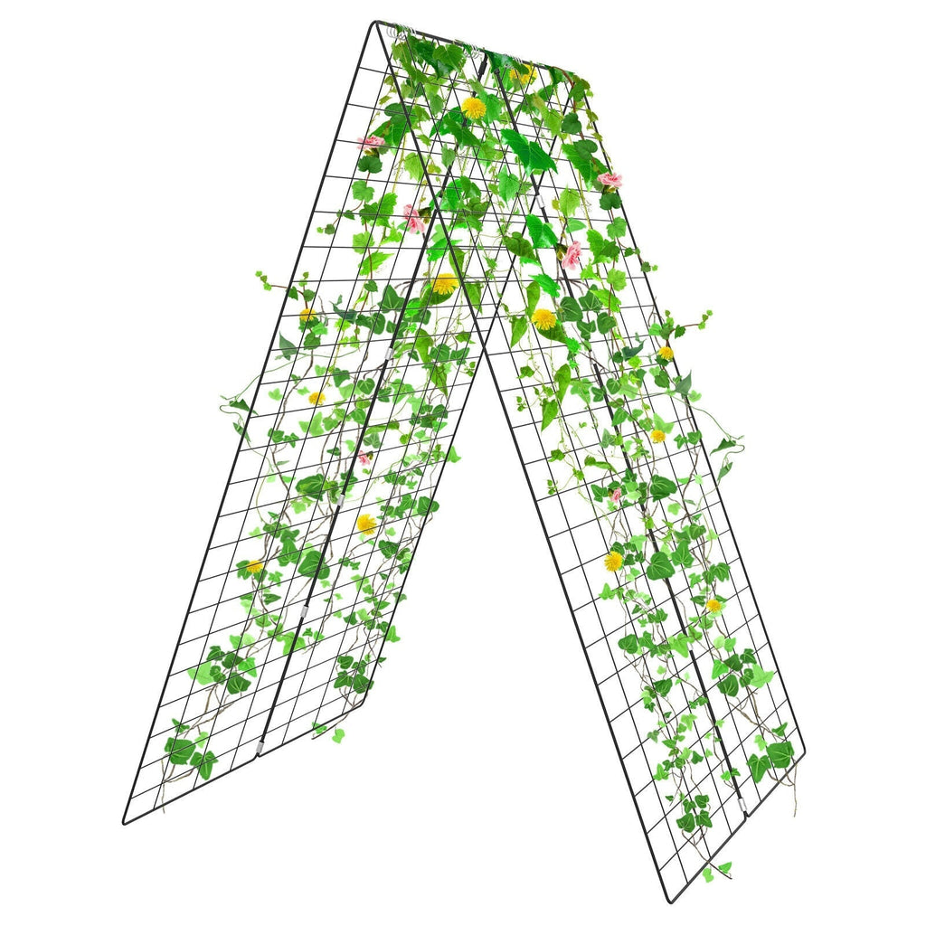 2 Pieces Foldable A-Frame Trellis Plant Supports with Twist Ties-Green - Cheeky Garden