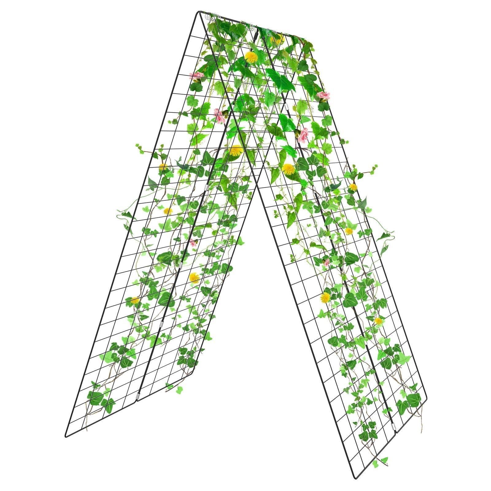 2 Pieces Foldable A-Frame Trellis Plant Supports with Twist Ties-Green - Cheeky Garden