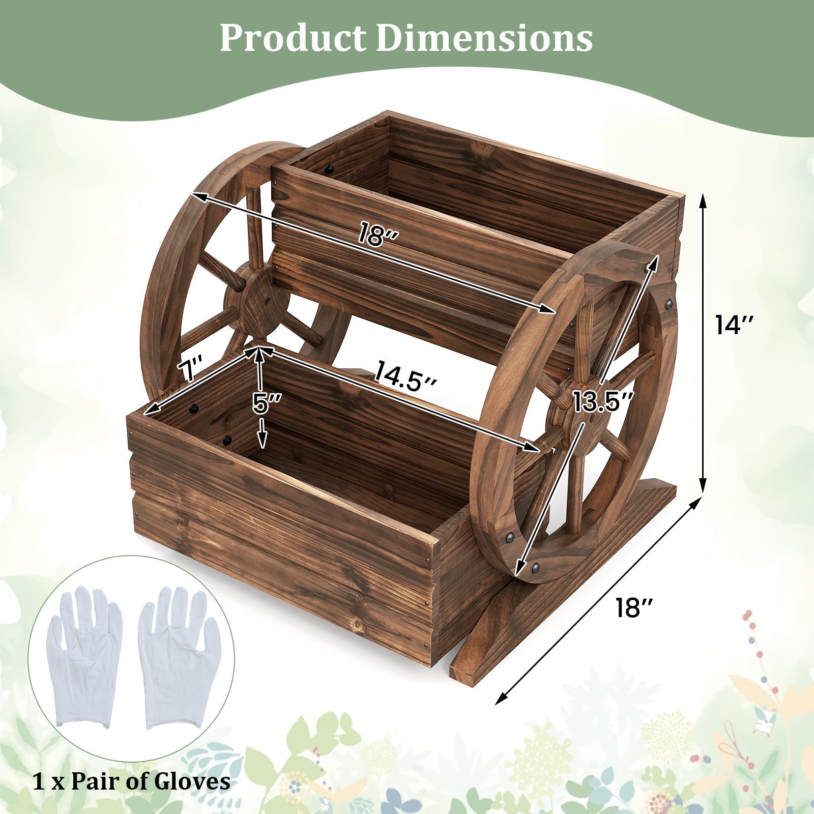 2-Tier Raised Garden Bed Rustic Wood Wagon Shape with Drainage Holes and Wheels-Coffee - Cheeky Garden