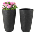 21 Inch Tall Round Plastic Planters Set of 2 Flower Pots with Drainage System-Black - Cheeky Garden