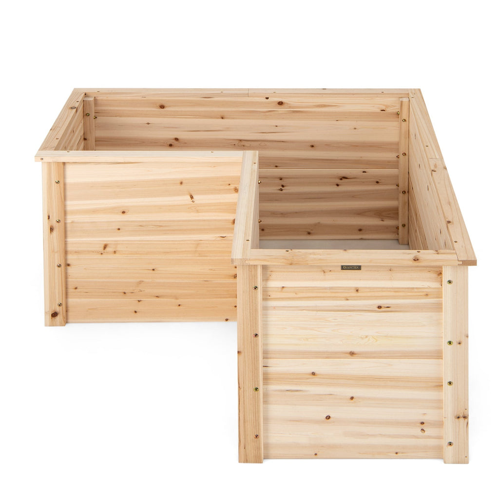 24 Inch L-Shaped Wooden Raised Garden Bed with Open-Ended Base-Natural - Cheeky Garden