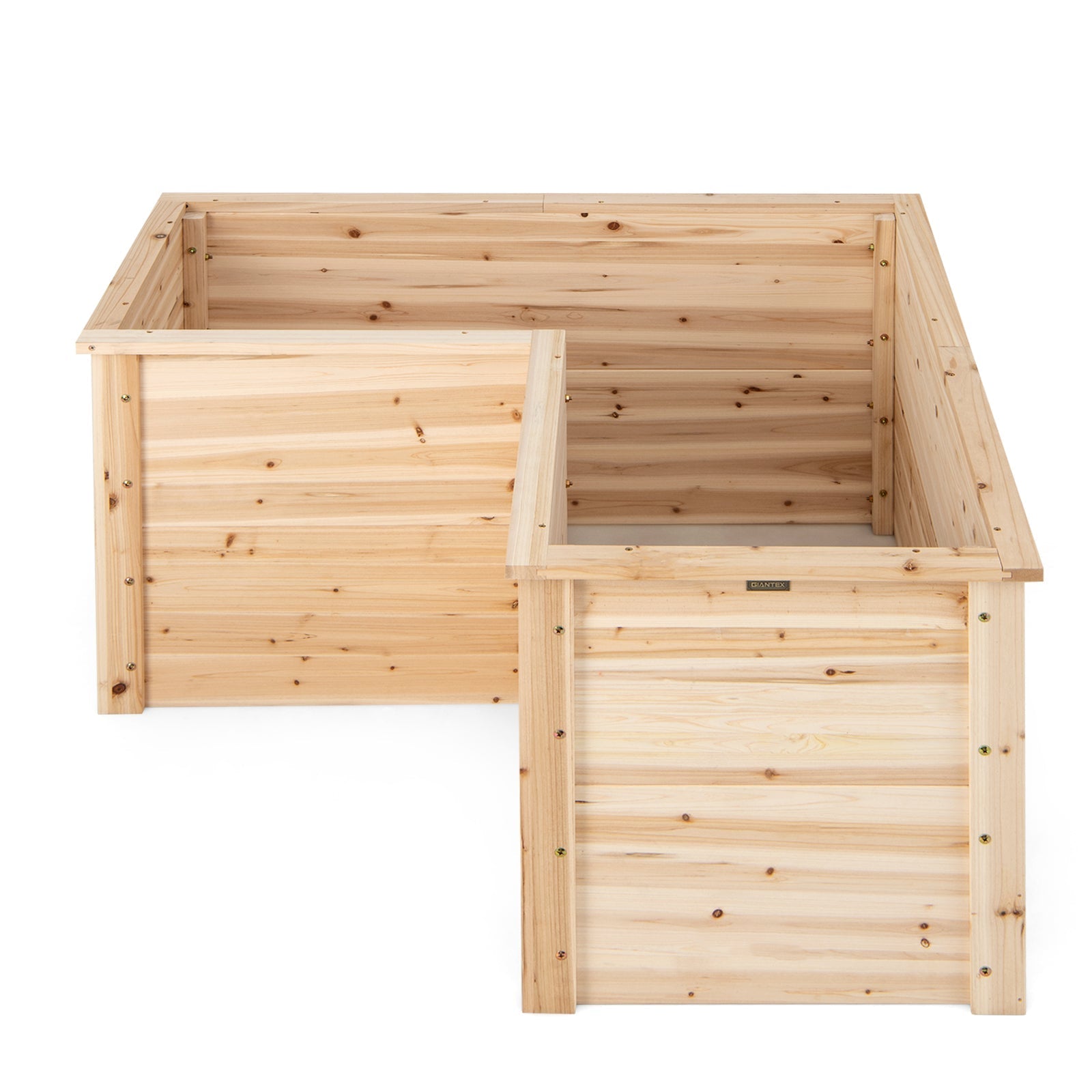 24 Inch L-Shaped Wooden Raised Garden Bed with Open-Ended Base-Natural - Cheeky Garden