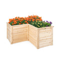 24 Inch L-Shaped Wooden Raised Garden Bed with Open-Ended Base-Natural - Cheeky Garden