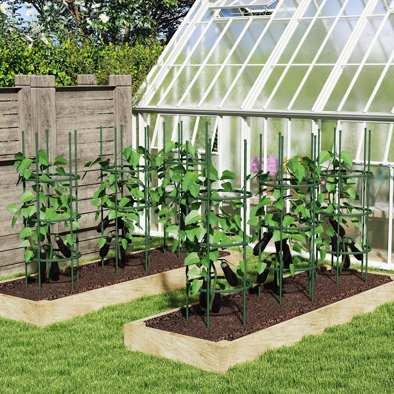 3 Pack 60 inch Adjustable Tall Plant Support Trellis for Climbing Plants - Cheeky Garden