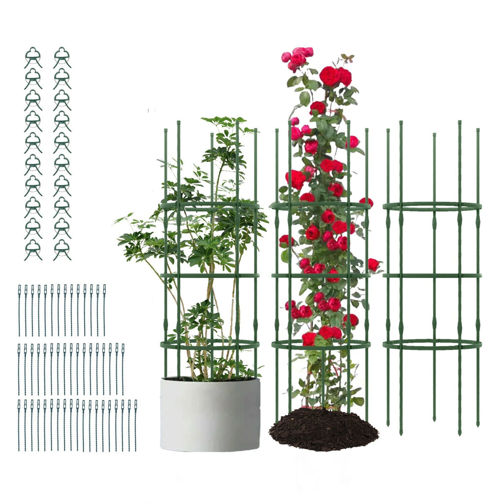 3 Pack 60 inch Adjustable Tall Plant Support Trellis for Climbing Plants - Cheeky Garden