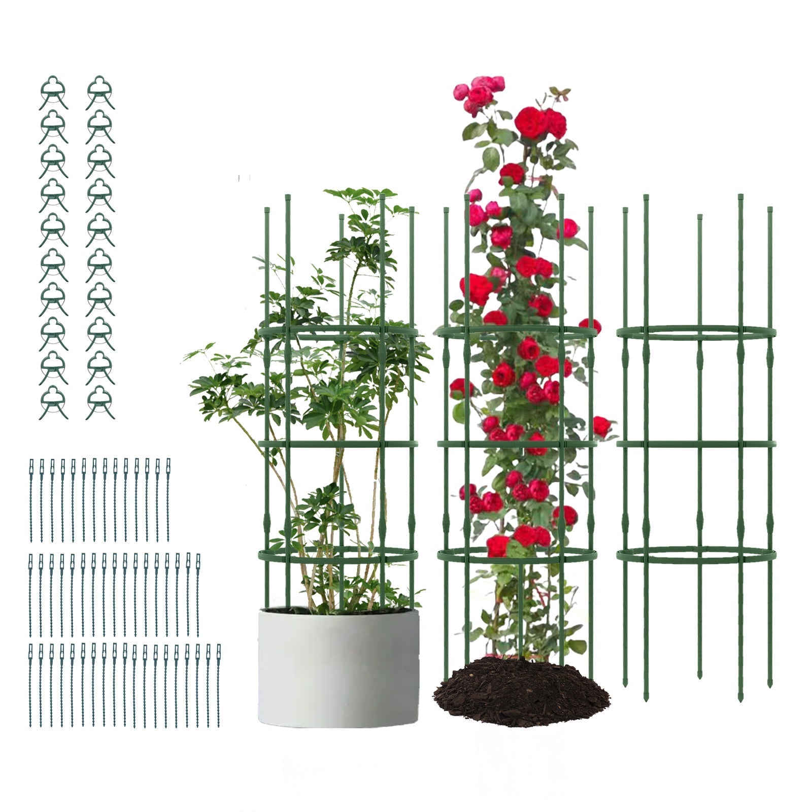 3 Pack 60 inch Adjustable Tall Plant Support Trellis for Climbing Plants - Cheeky Garden