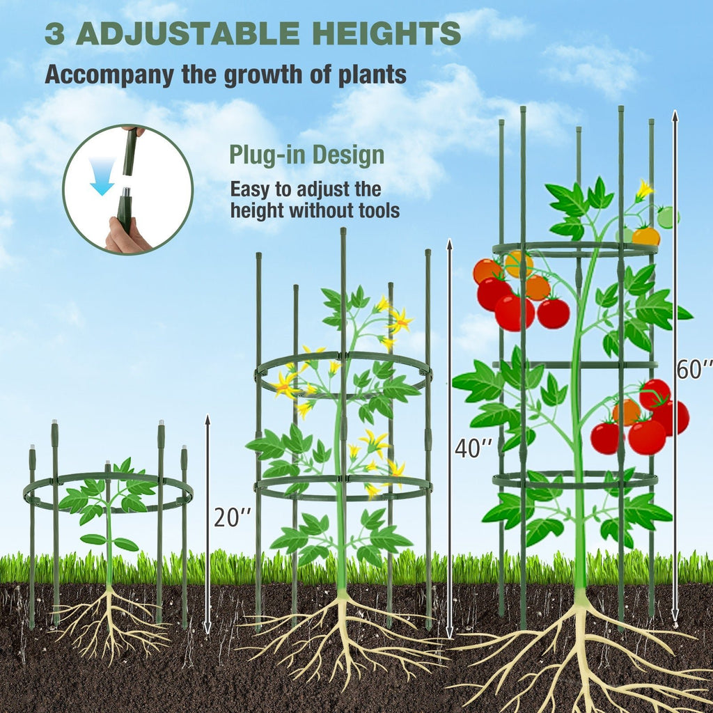 3 Pack 60 inch Adjustable Tall Plant Support Trellis for Climbing Plants - Cheeky Garden