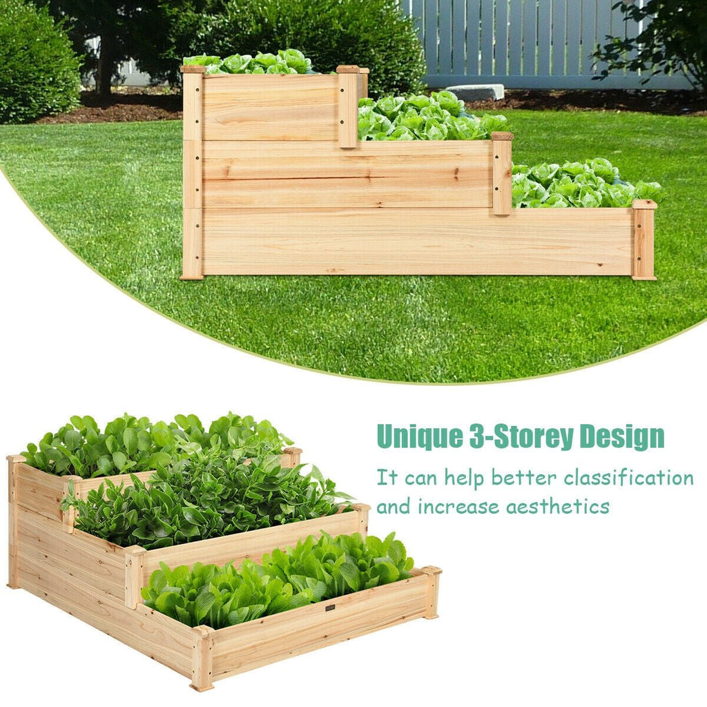 3 Tier Elevated Wooden Vegetable Garden Bed - Cheeky Garden