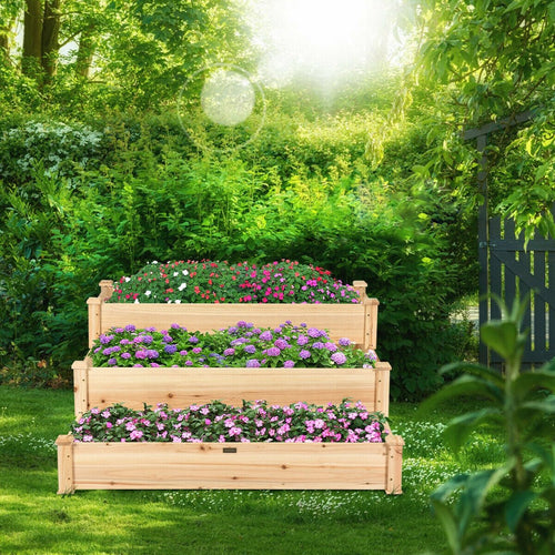 3 Tier Elevated Wooden Vegetable Garden Bed - Cheeky Garden