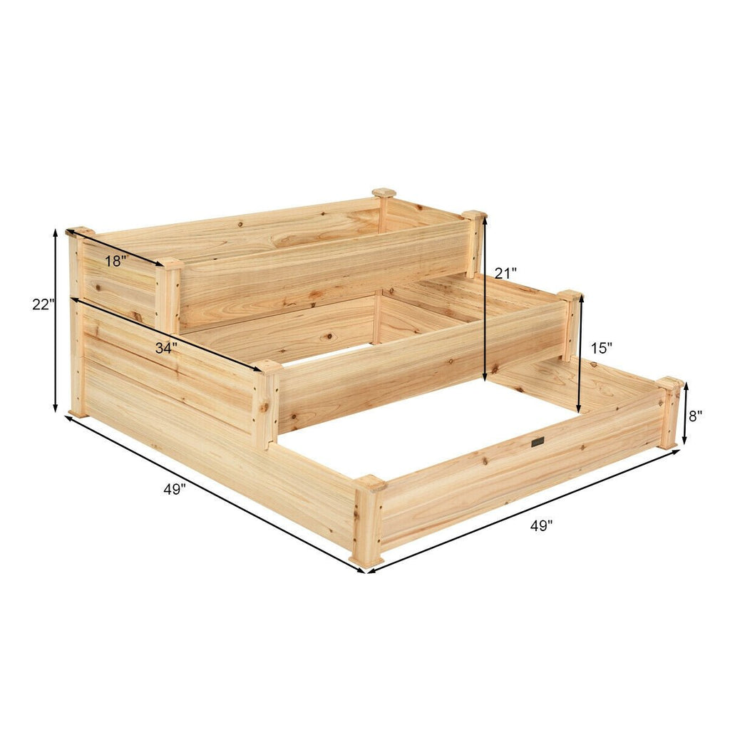 3 Tier Elevated Wooden Vegetable Garden Bed - Cheeky Garden