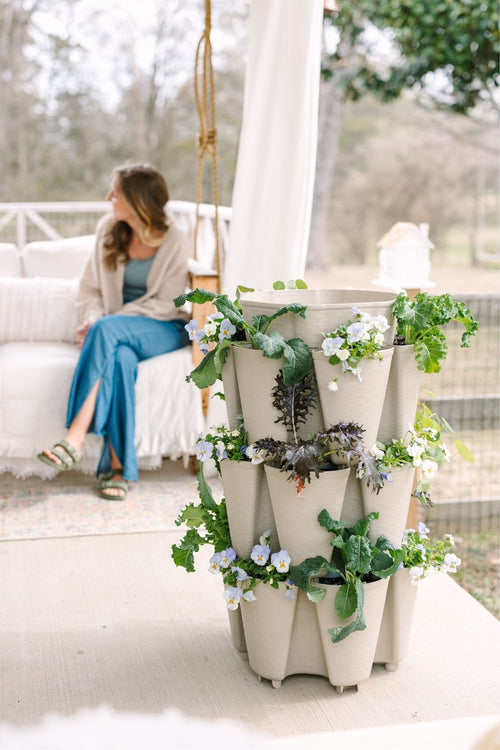 3 Tier GreenStalk Garden Original Vertical Planter - Basket Weave Texture - Cheeky Garden