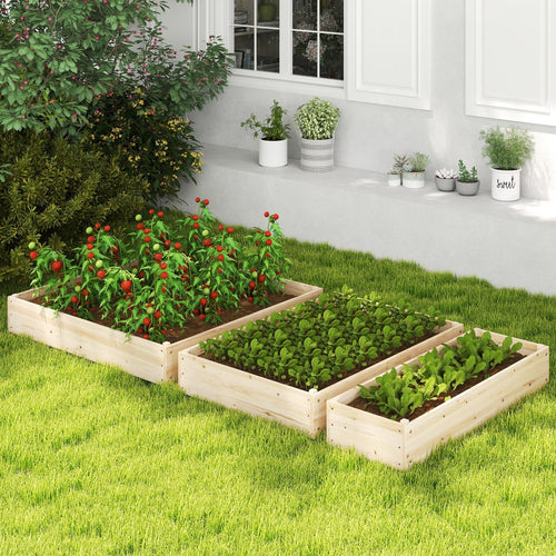 3-Tier Raised Garden Bed with Lattice Trellis and Open-Ended Base-Natural - Cheeky Garden