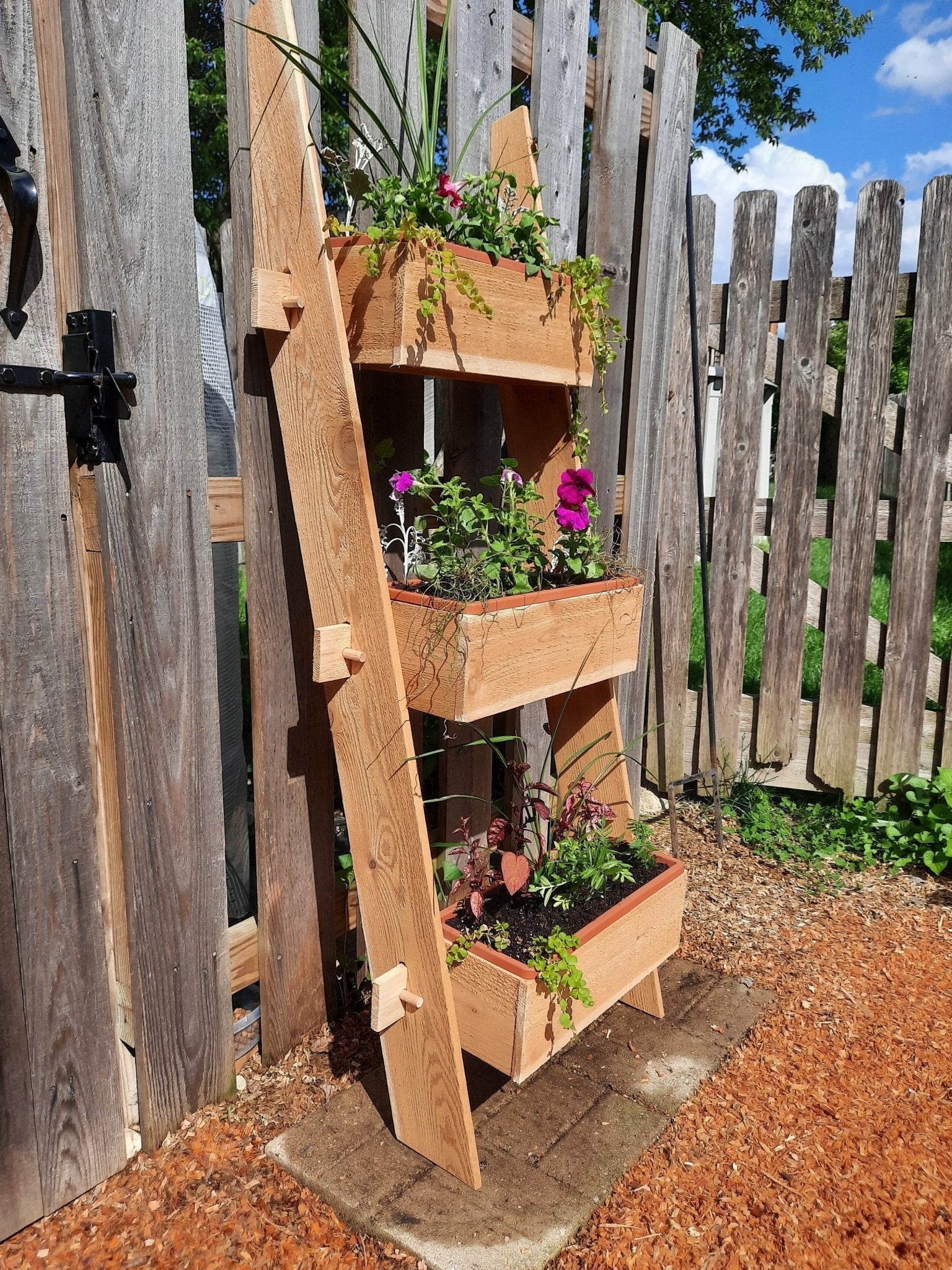 3-Tier Vertical Cedar Standing Planter Box - Cheeky Garden