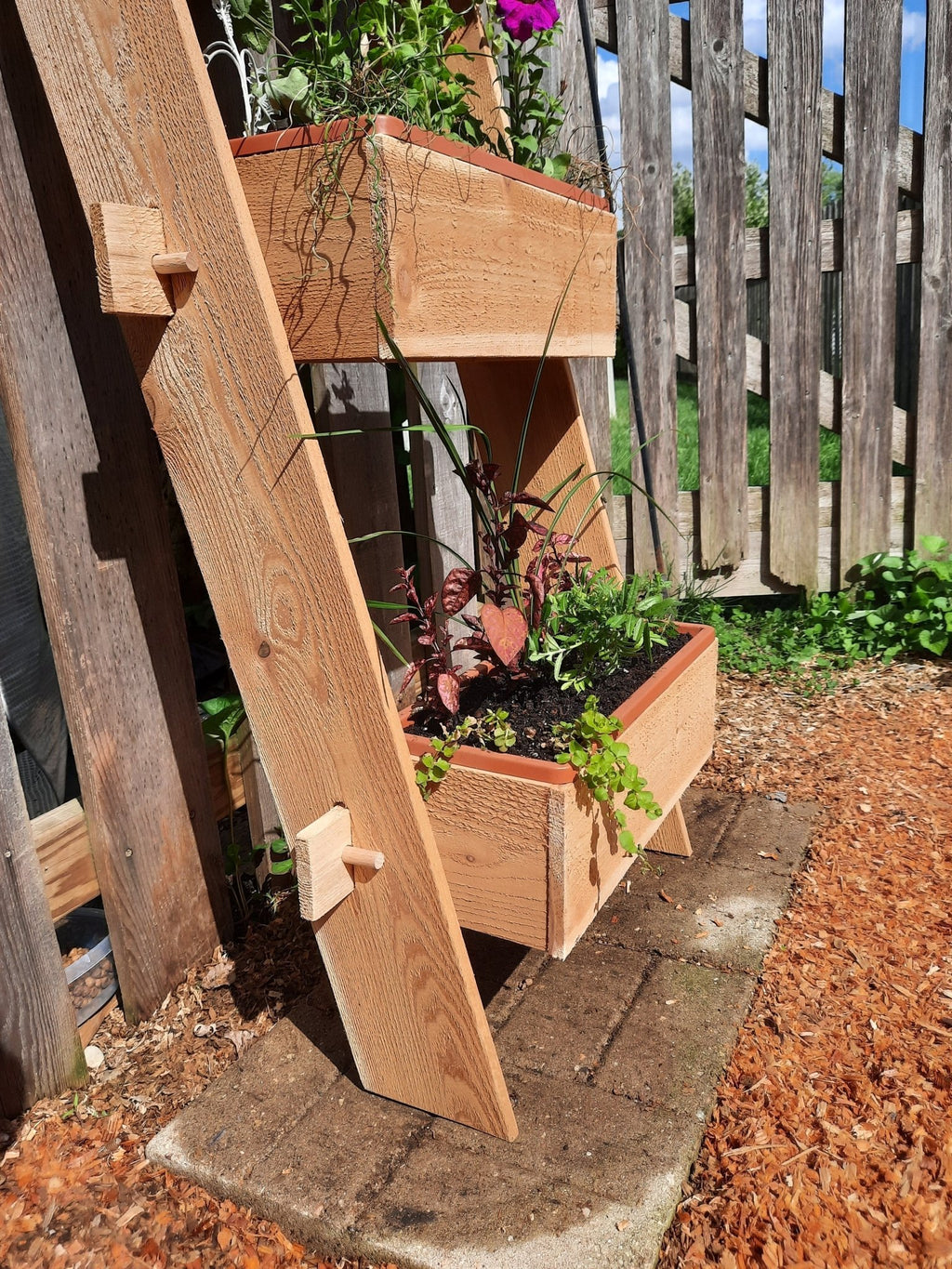 3-Tier Vertical Cedar Standing Planter Box - Cheeky Garden