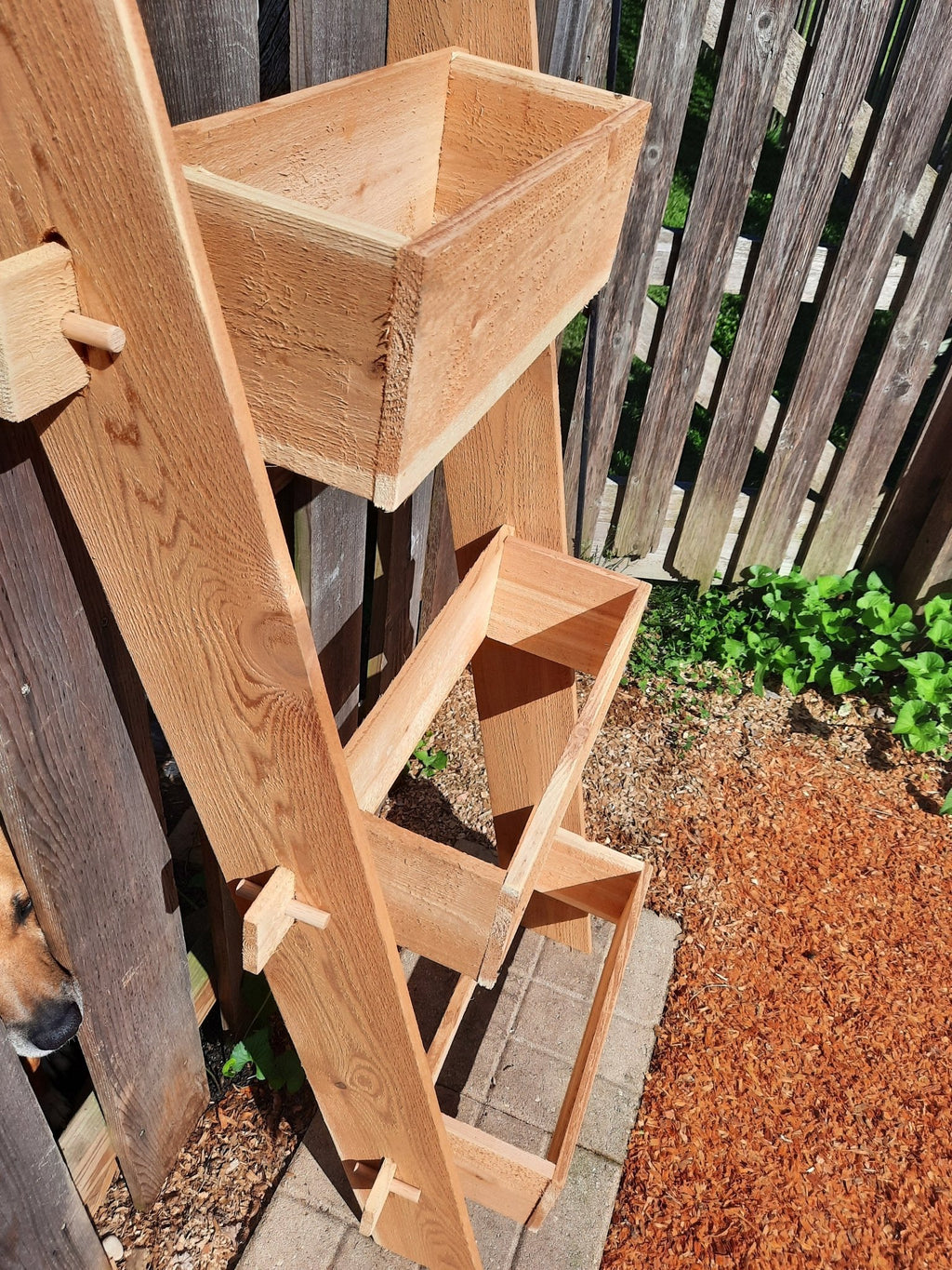 3-Tier Vertical Cedar Standing Planter Box - Cheeky Garden