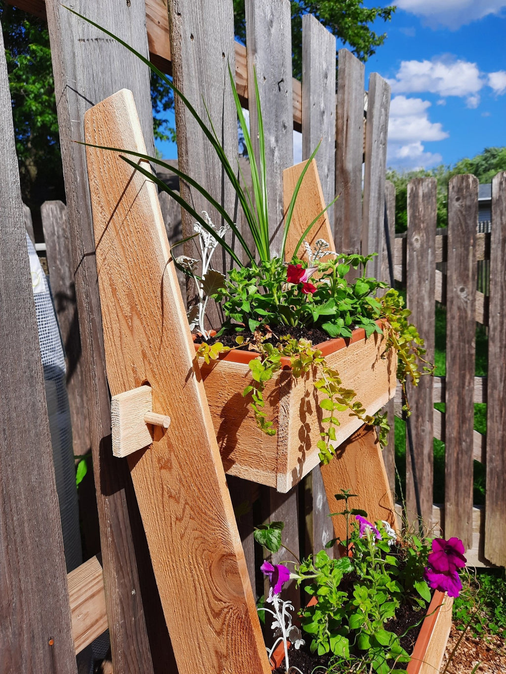 3-Tier Vertical Cedar Standing Planter Box - Cheeky Garden