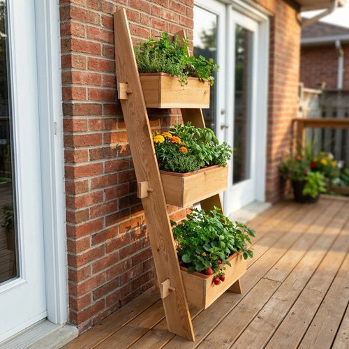 3-Tier Vertical Cedar Standing Planter Box - Cheeky Garden