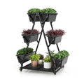 3-Tier Vertical Raised Garden Bed with 4 Wheels and 6 Container Boxes-Black - Cheeky Garden