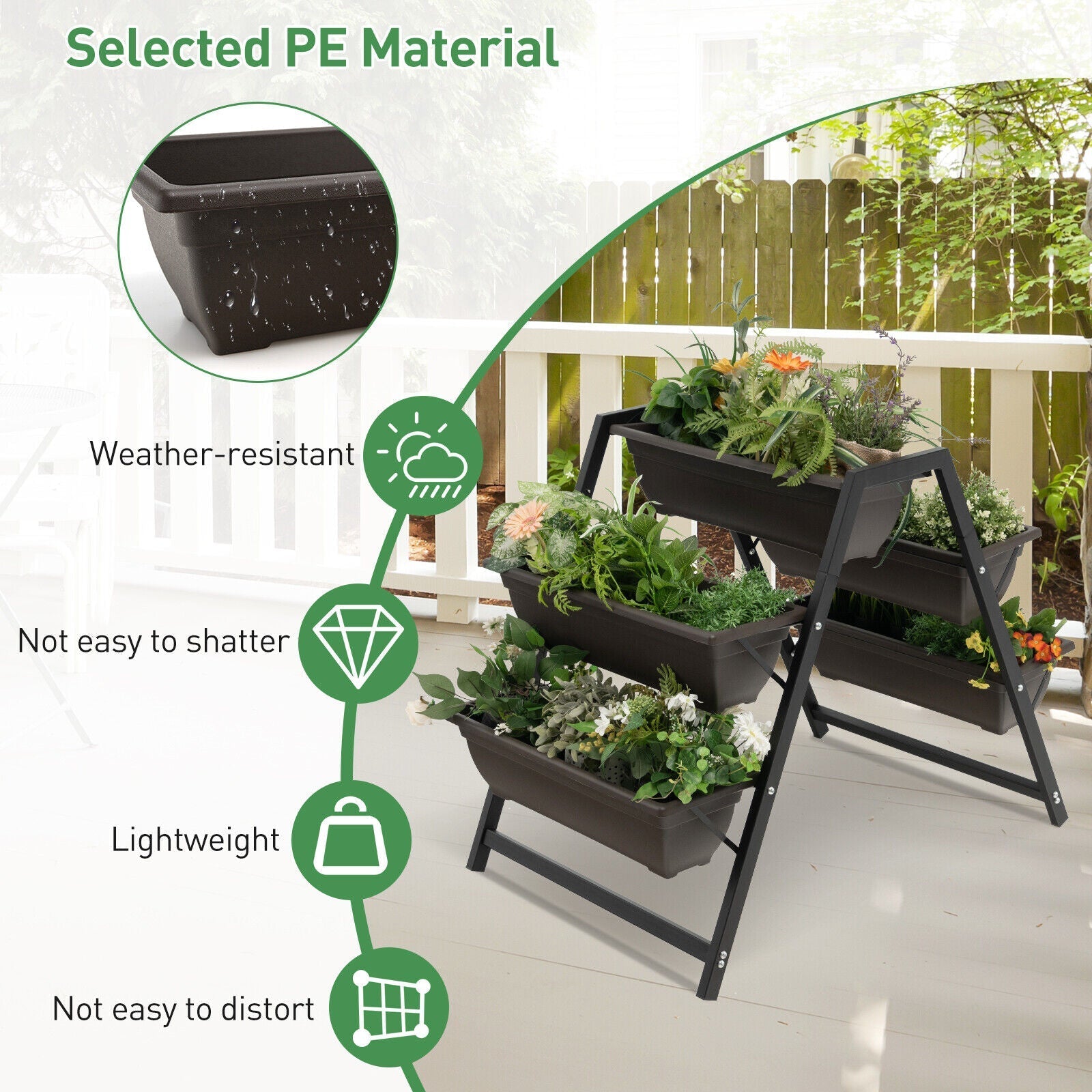 3-Tier Vertical Raised Garden Bed with 5 Plant Boxes - Cheeky Garden
