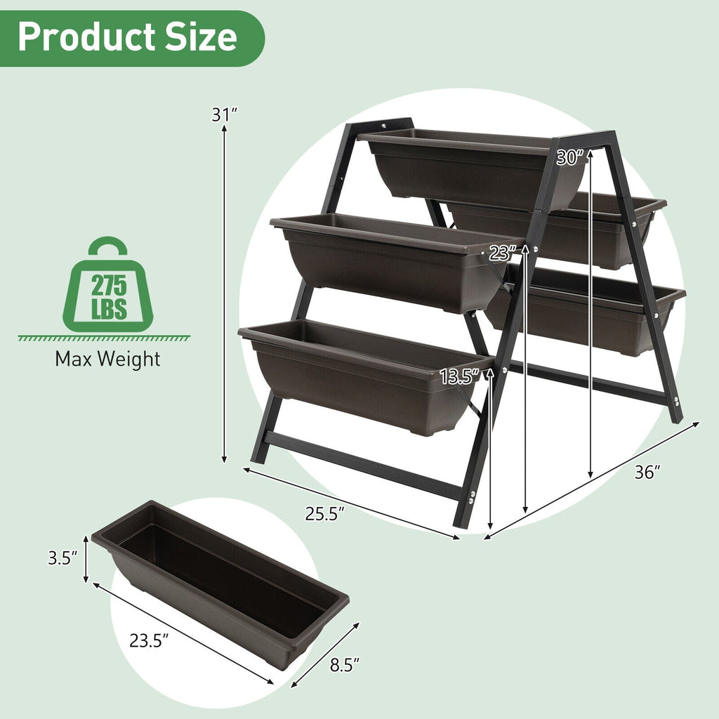 3-Tier Vertical Raised Garden Bed with 5 Plant Boxes - Cheeky Garden